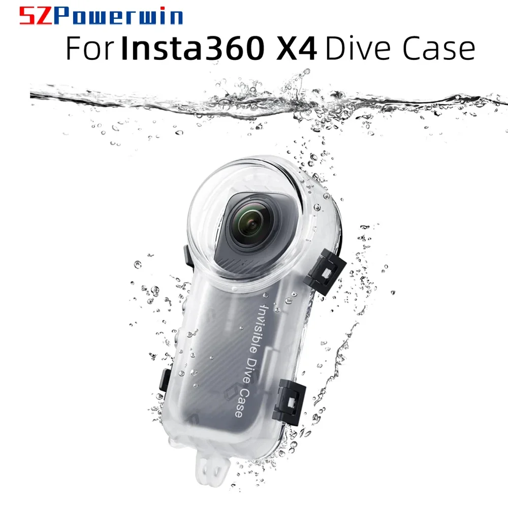 Powerwin for Insta360 X4 360° 50m Invisible Diving Waterproof Housing Protective Case Cover Underwater Dive Shell Accessories