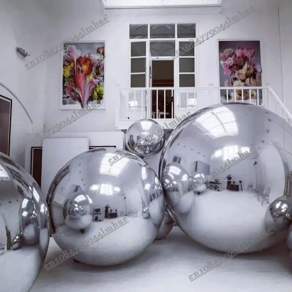 Inflatable Mirror Ball Hanging Silver inflatable Mirror Balloon Large Sealed Gold Colorful Sphere For Wedding Event Decor