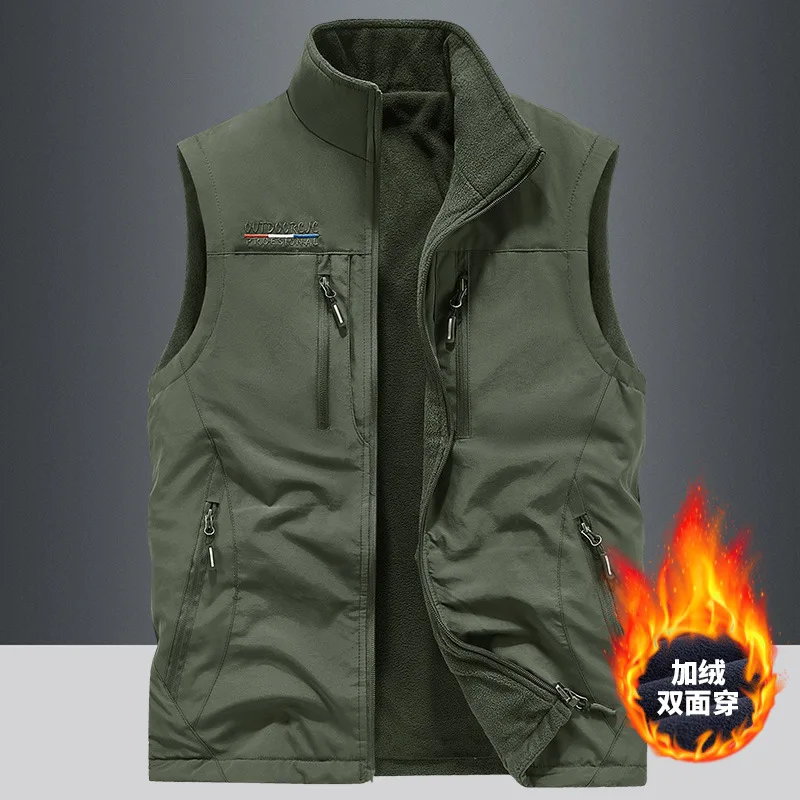 kizarco Männer Herbst Fleece Outdoor Weste 4XL Utility praktische Multi-tasche Techwear Outdoor Wandern Angeln Fotografie Safari Cargo Weste 6