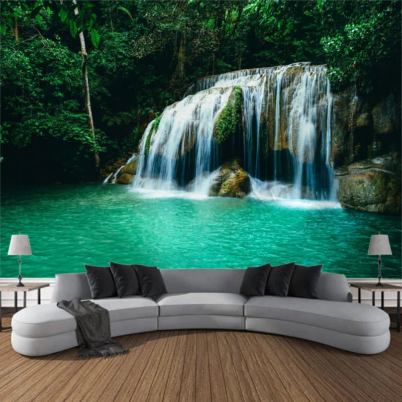 Beautiful Nature Waterfall Tapestry Forest Print Seascape Hippie Wall Hanging Bohemian Wall Tapestry Mandala Home Decoration