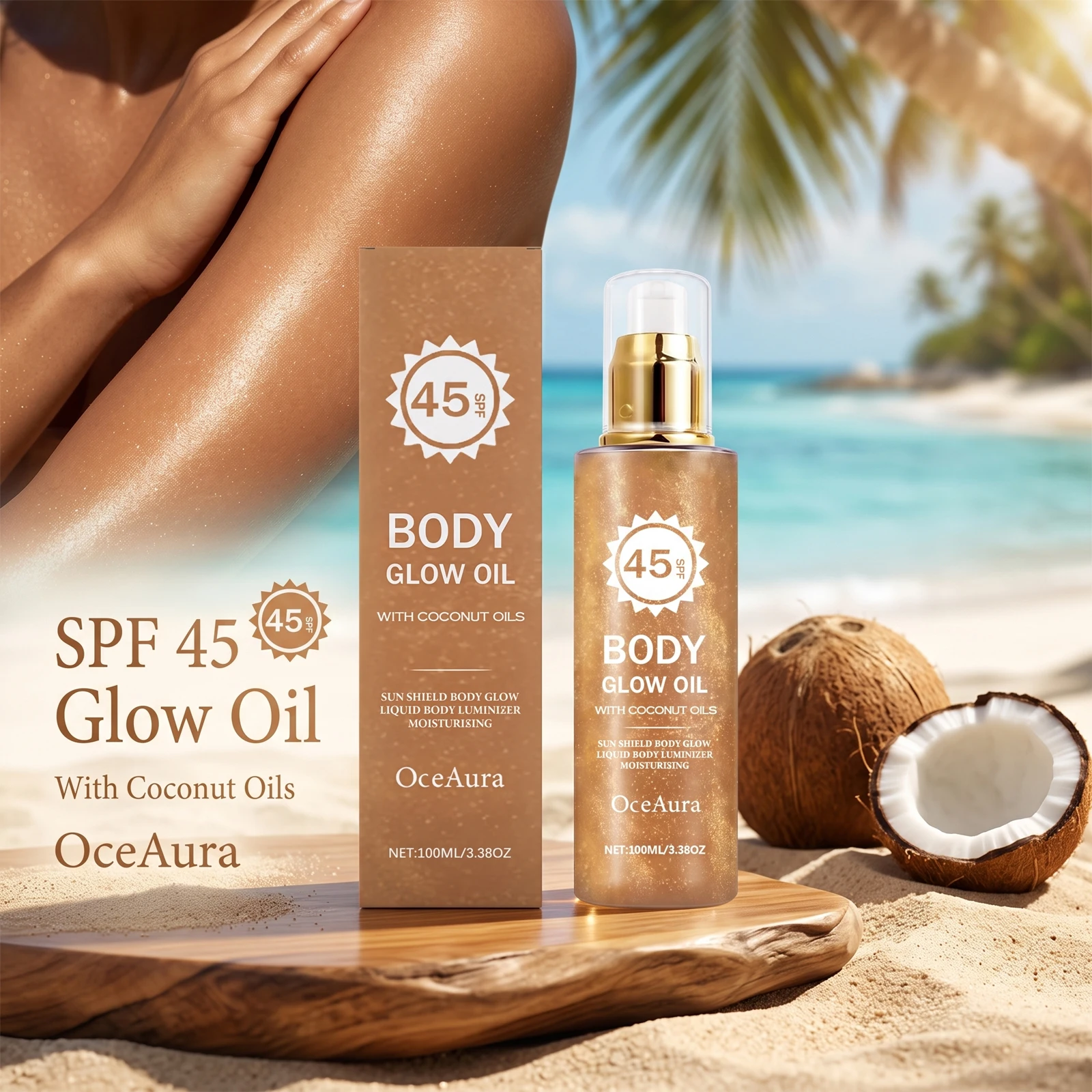 Coconut Oil Pull - Minyak Tubuh Bercahaya SPF 45 Minyak