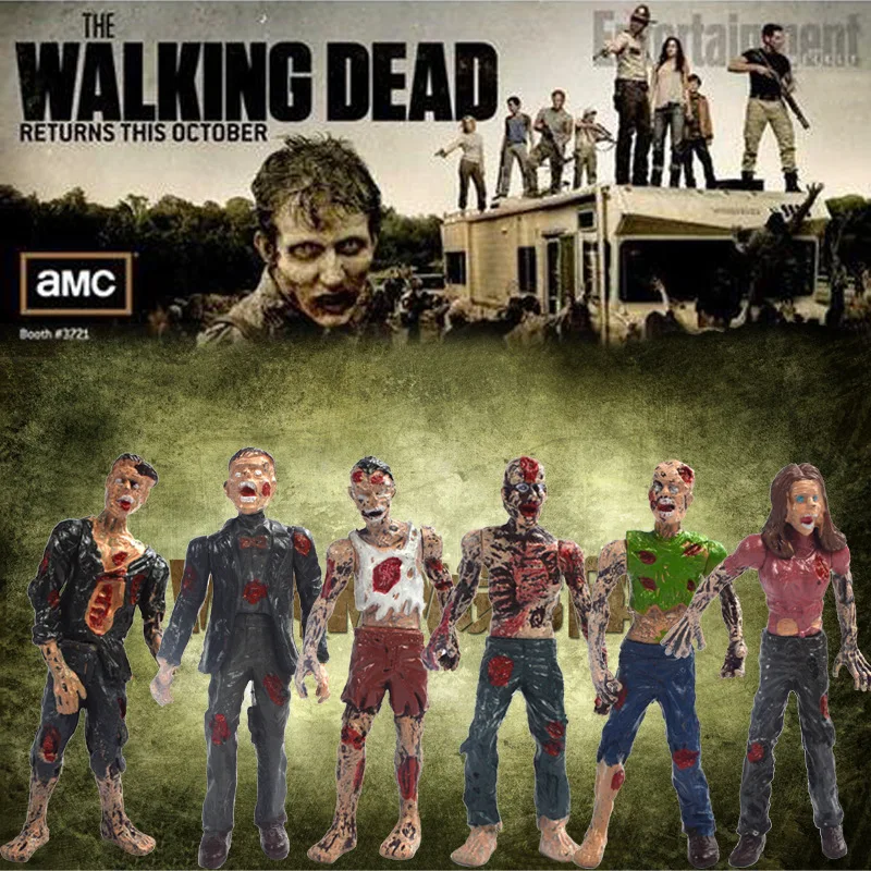 10cm 6pcs/Lot Walking Dead Biochemical Crisis Zombie Figure Model Movable for Achitectural Diorama Supplies Desk Laptop