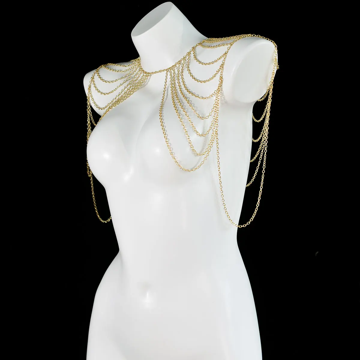 الشارع المفاجئة المعادن مثير سلسلة شرابة الكتف سلسلة بسيطة متعددة الطبقات شخصية السيدات ملابس الحفلات مجوهرات الجسم