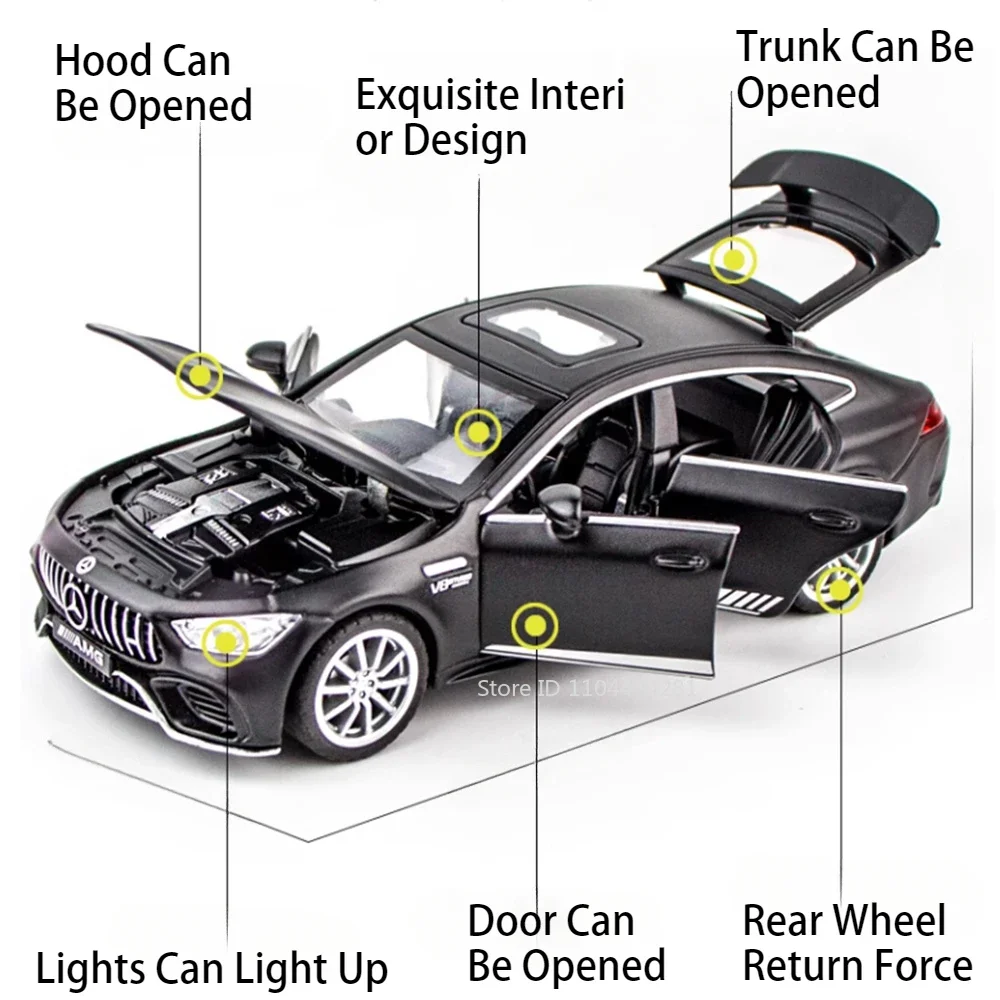 1:32 gt63 c260l modelos em miniatura brinquedos diecasts carros de liga com luz sonora puxar para trás portas abertas veículos decoração para casa presentes