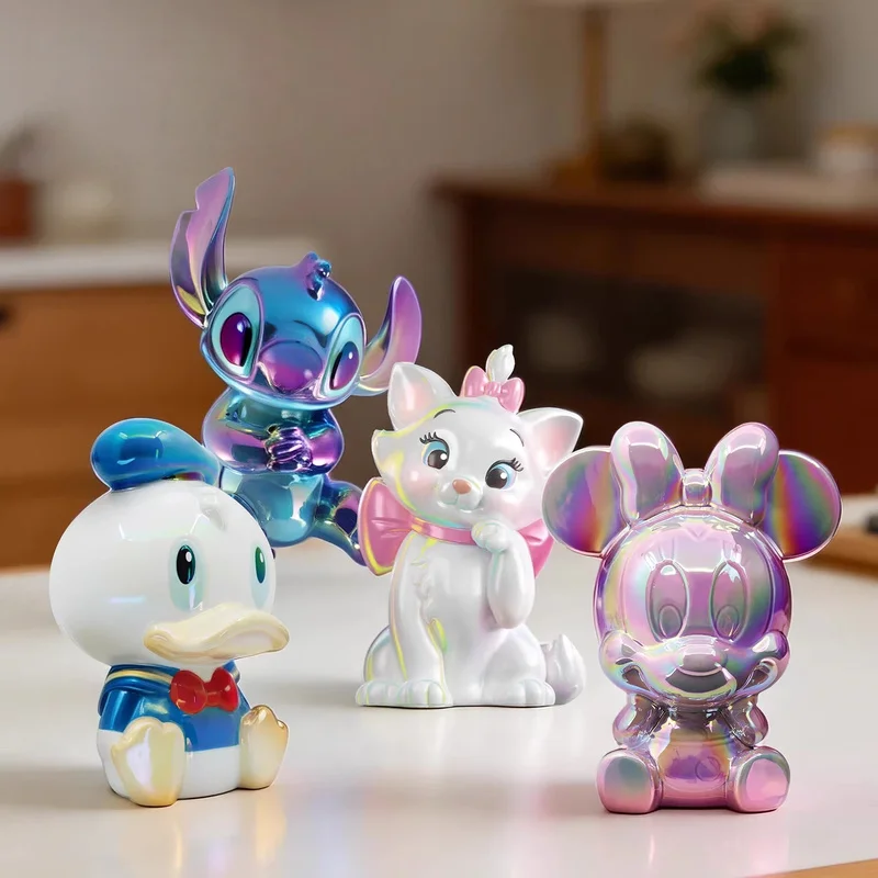

Iridescent Electroplated Cartoon Piggy Bank Stitch Minnie Marie Cat Donald Duck Coin Saving Jar Home Decor For Kids Fans