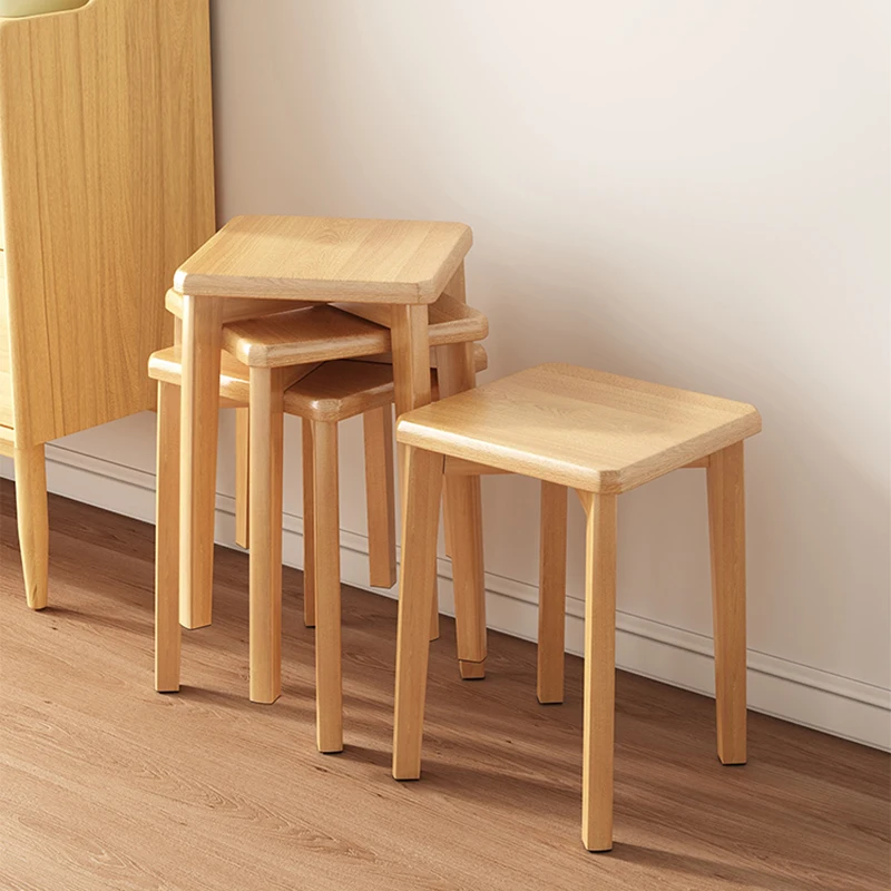 

Solid Wood Stool Stackable Low Living Room Modern Simple Square Stool Dining Table Stool Wooden Entrance Hall Furniture Мебель