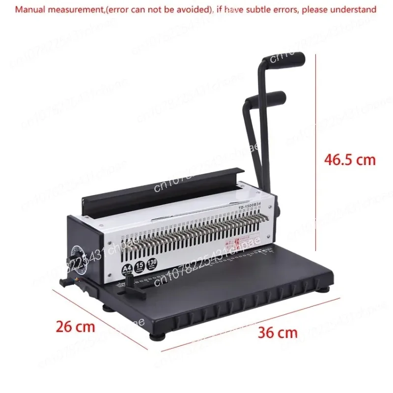 Manual Spiral Wire Binding Machine Metal 34 Punching Hole Square 4*4mm Photo Album A4 Paper Binder Puncher Machine TD-1500B34