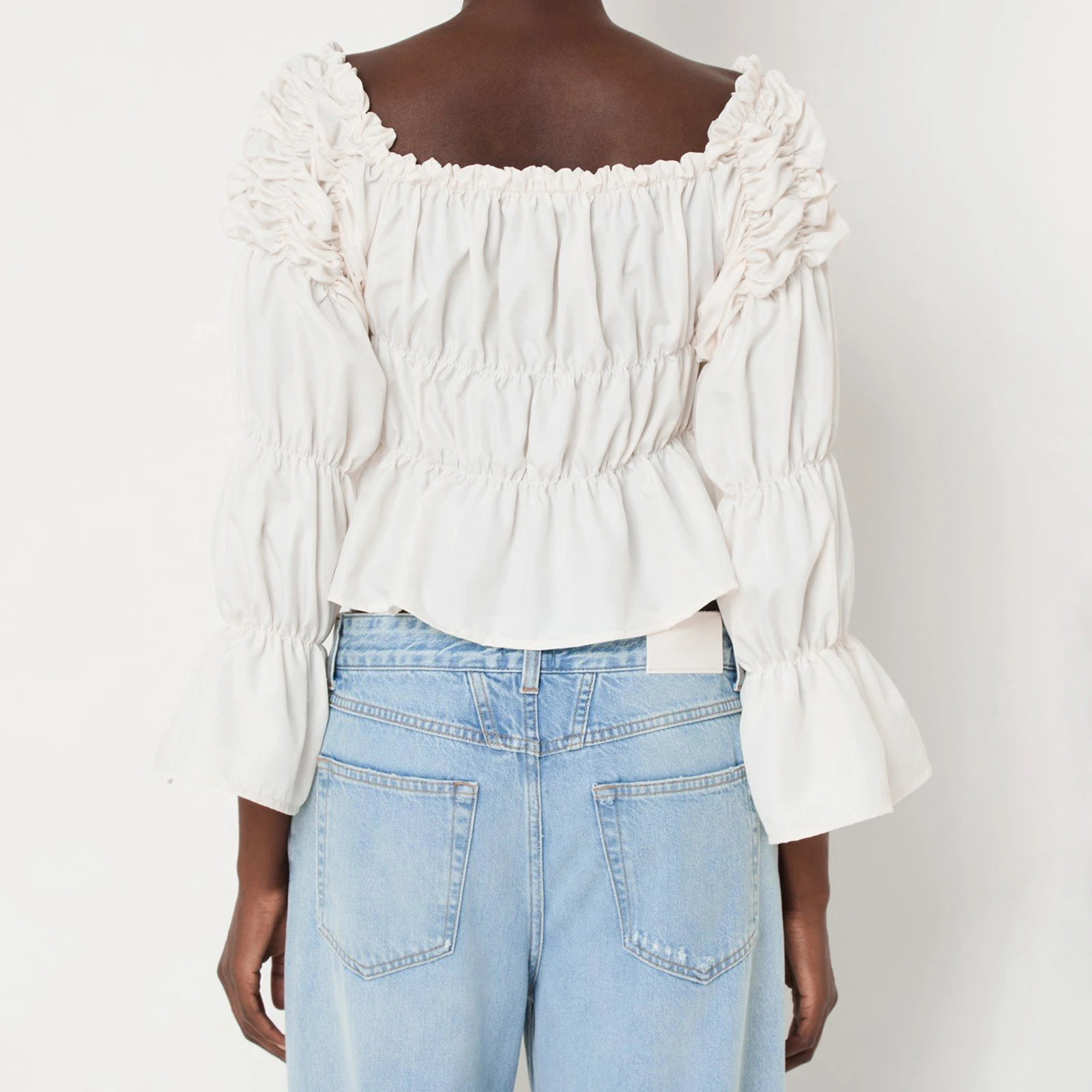 Tops elegantes con pliegues y - Off Shoulder Blouse reseña y precio