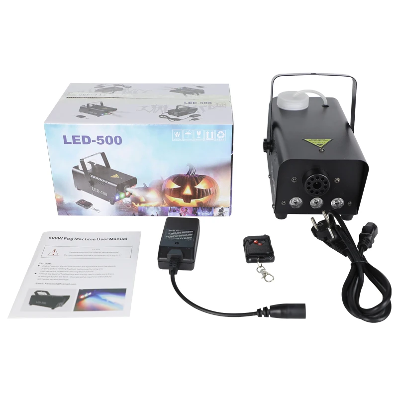 Mini Máquina de Nevoeiro Sem Fio com Controle Remoto, LED 500W, RGB, DJ Disco, Fogger, Festa, Casamento, Natal, Palco