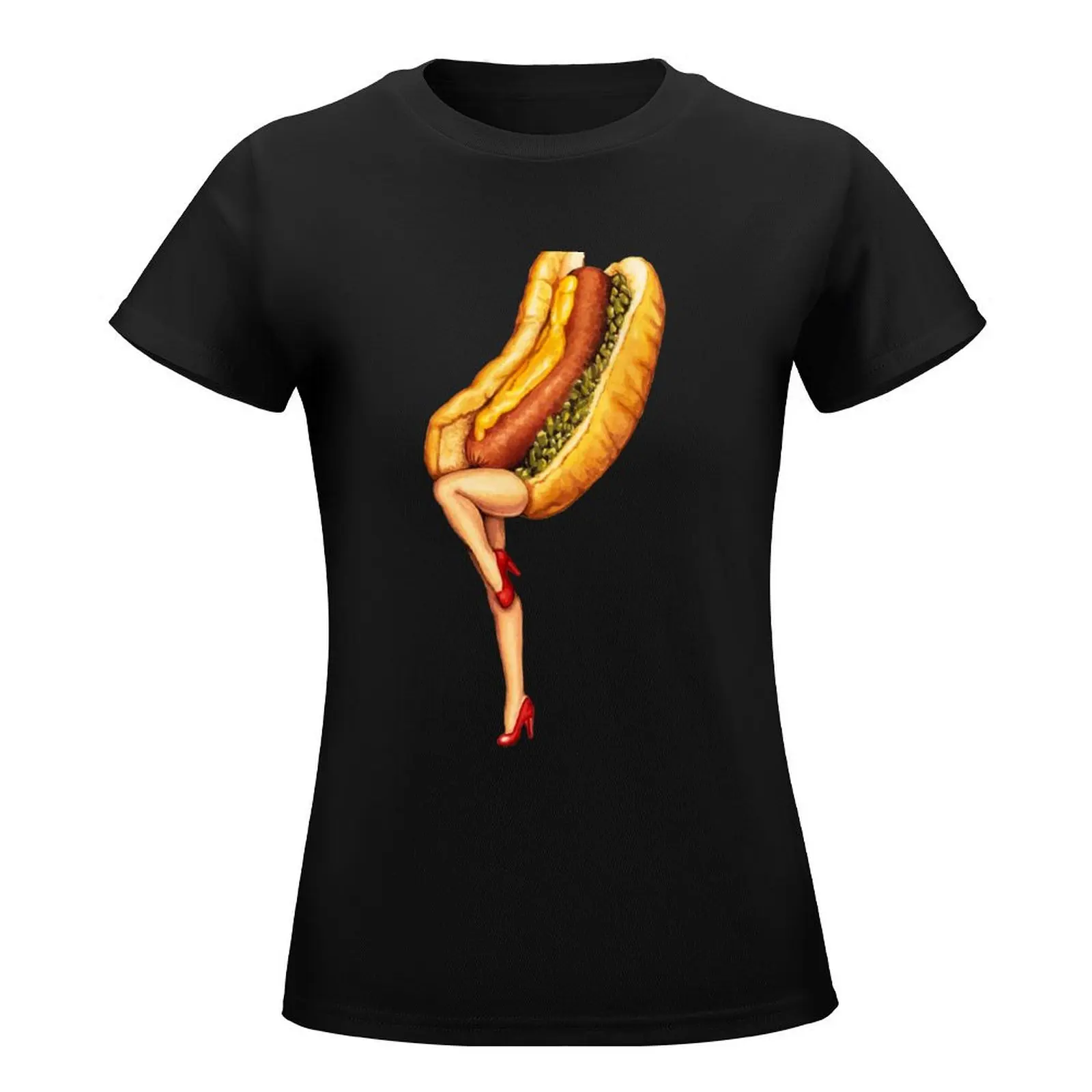 Let's All Go to the Lobby - Hot Dog Girl T-Shirt summer top plus sizes plain new edition white t-shirts for Women