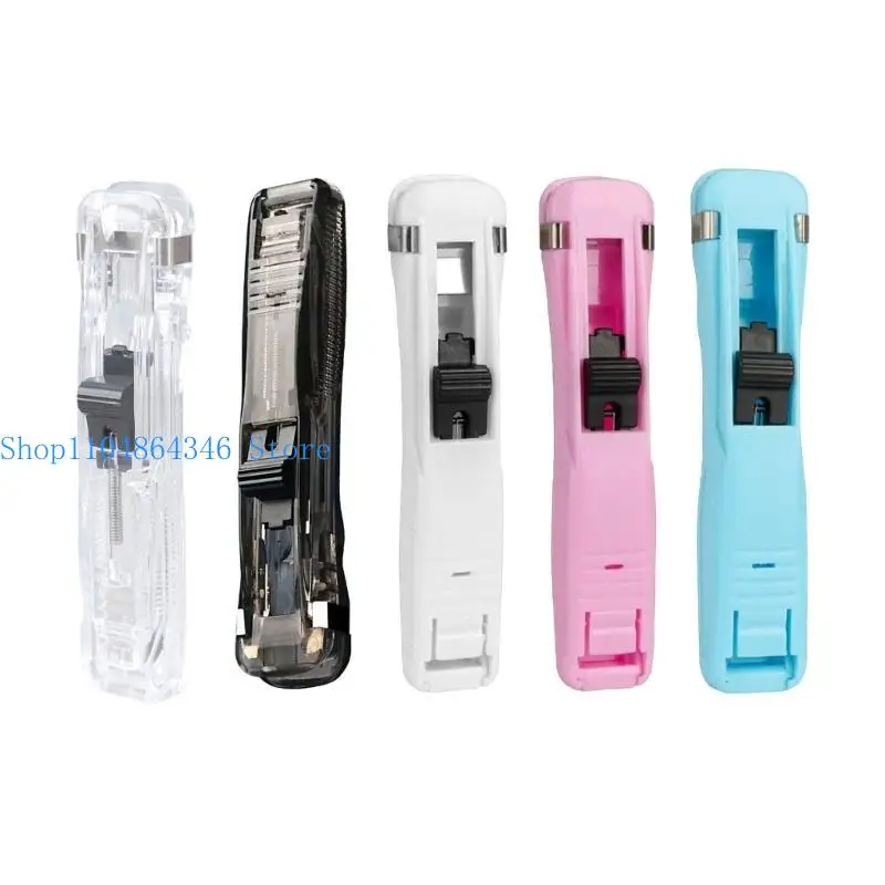 5asd Durable Clam Clip Dispenser Handheld Push Stapler Reusable Paper Clip Dispenser