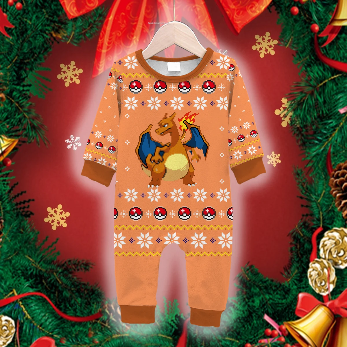 

2025 New Pok é mon Christmas Gift Ugly jumpsuit Baby Hot Selling Boys and Girls Christmas Clothing 3D Printing Cotton Sleepwear