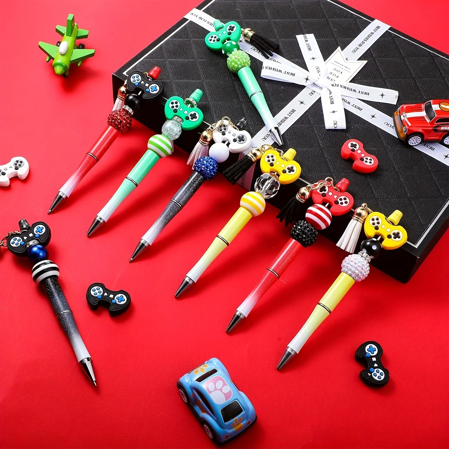 5/12pcs Colorful Beadable Pens, DIY Bead Pens, Plastic Ballpoint Pens with Smooth Writing, for School Office & Graduation Gifts