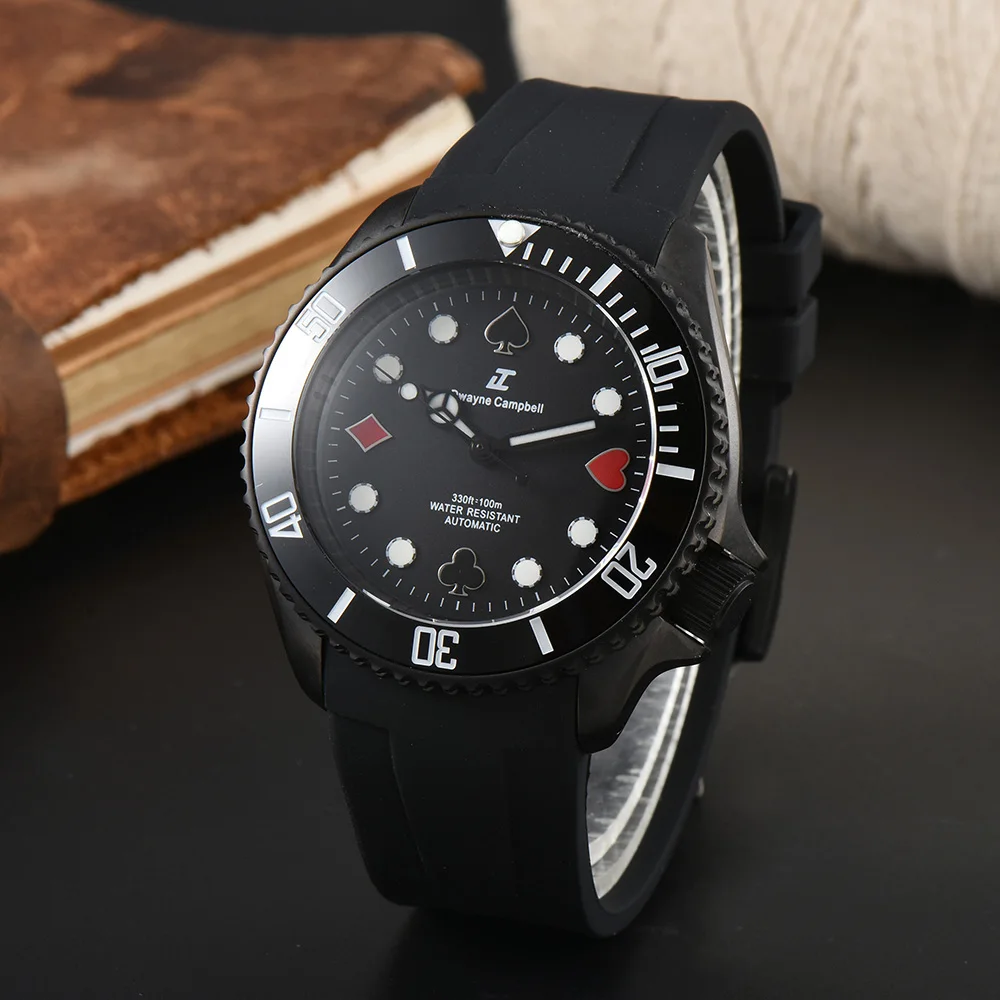 

40.5mm Mens Automatic watch Sapphire Case Japan NH35 Movement Ceremic Bezel Rubber Band Mens Mechanical Watch