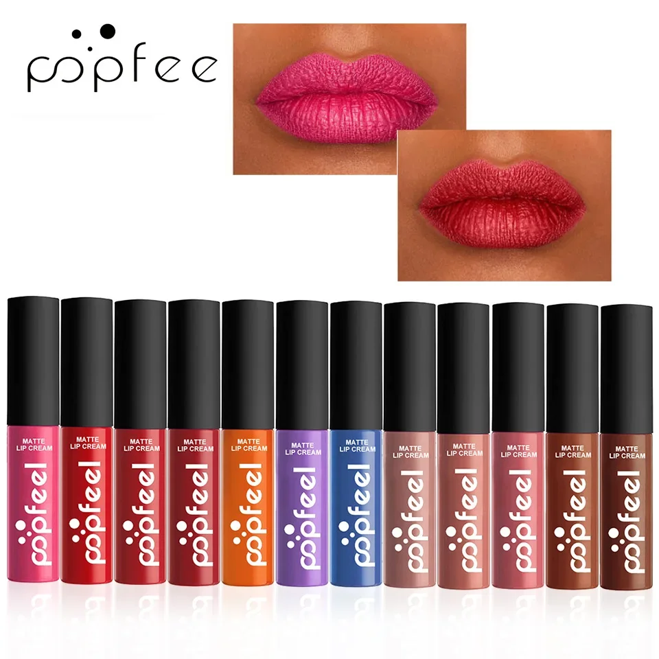 

Best-Selling 12 Color Set Matte Liquid Lipstick Lip Gloss Makeup Non-Stick Cup Pigment Lip stick Lipgloss Lip Plumper Cosmetics