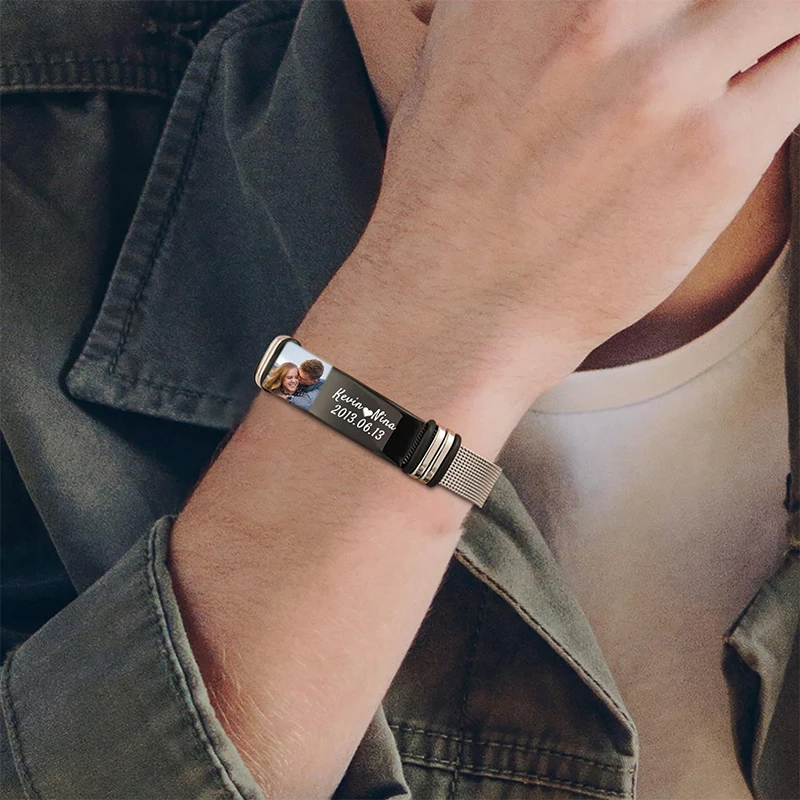 Custom Photo Text Bracelet Personalized Picture Text Bracelet Memorial Bracelets Custom Family Friends Photos Gift for Men Women