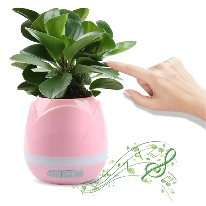 

Smart Music Flower Pot Speaker Planter Finger Touch Play Indoor Plant Pot Rechargeable Wireless Bluetooth Speaker Home Decor