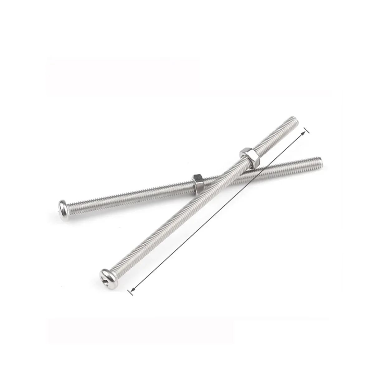 304 Stainless Steel Extended Extra Long Screw Cross Groove Round Head Bolt And Nut Combination Set M2M3M4M5M6