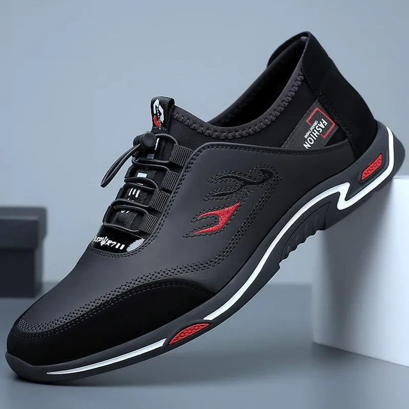 

Men's Shoes Fashion Casual Leather Shoes Outdoor Non Slip Sneakers Soft-soled Leather Driving Shoes Light Walking Flats Loafers