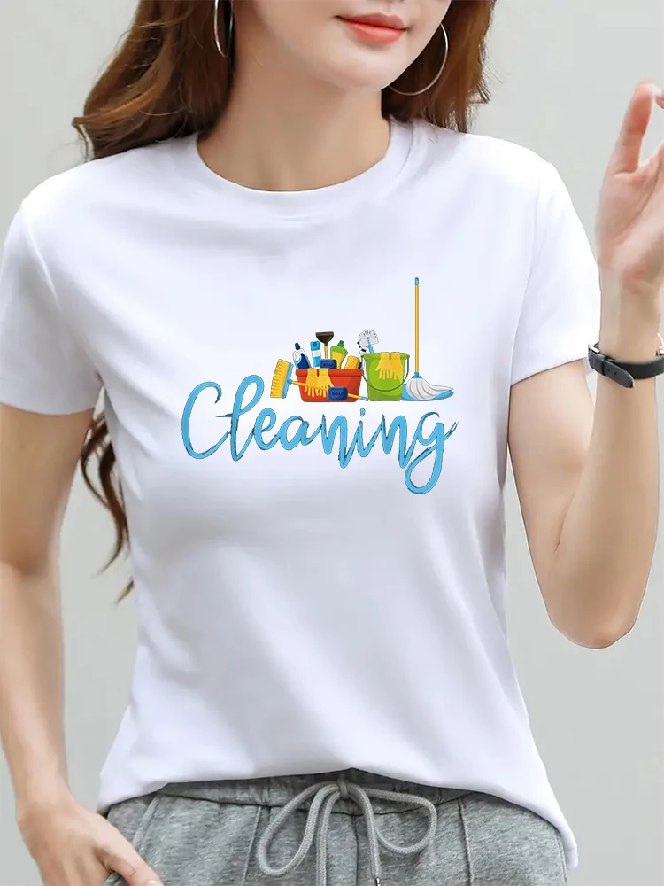 Womens Funny Cleaning Is My Therapy Housekeeping Mom T-Shirt T-Shirt Father's Day T-shirts Women Graphic Tee Ladies Tshirts