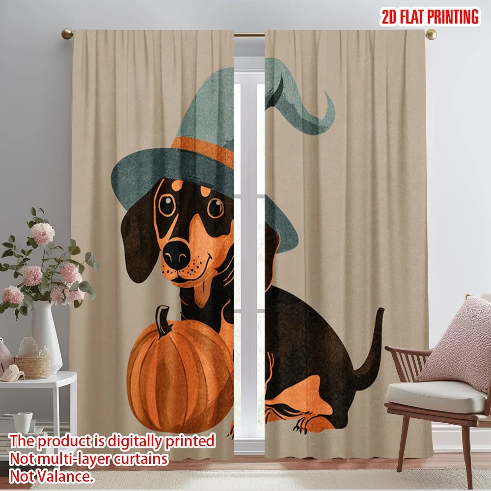2pcs,2D plane printing Curtain Popular halloween ghost (12) Versatile Durable Polyester (without rod) Versatile All Ldeal for