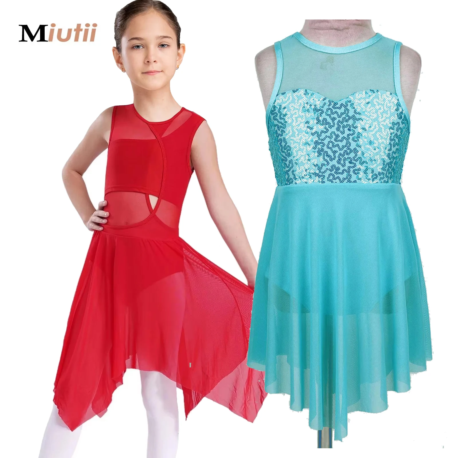 

Kids Girls Lyrical Dance Dress Criss Cross Ballet Modern Gymnastics Leotard Figure Ice Skating Dancewear Performance Dresses