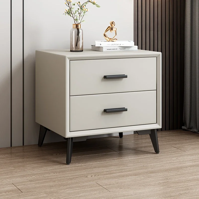 Soft leather luxury bedside table is extremely simple,