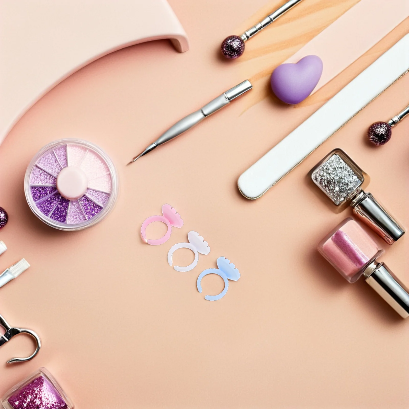 300Pcs Lash Extension Glue Rings Disposable Glue Holder Cups Eyelash Adhesive Tray Professional Lash Supplies Multi Color