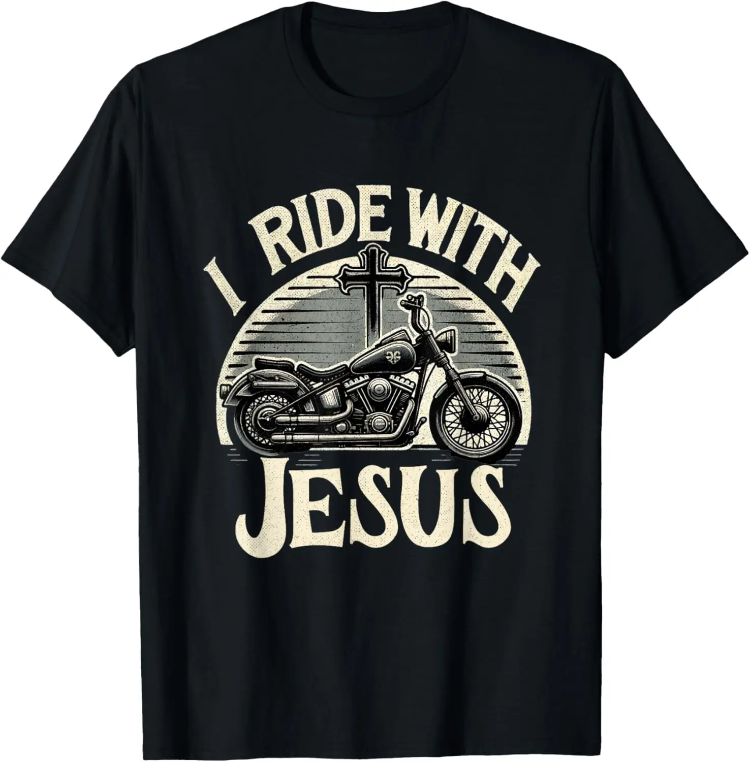 

I Ride With Jesus Motorcycle Christian T-Shirt