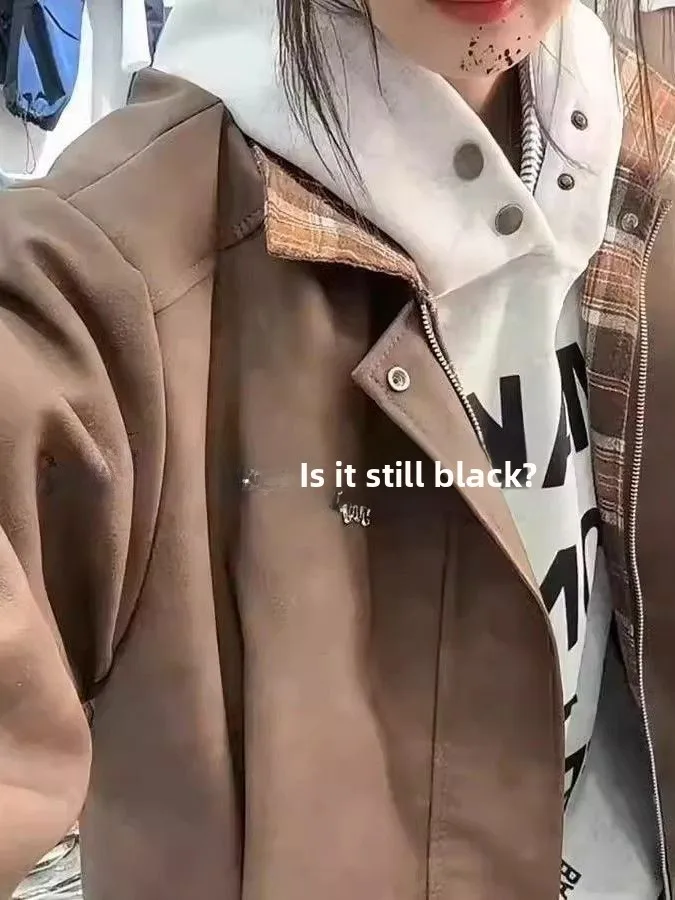 

Retro American Plaid Splicing PU Leather Jaet Loose Fit Collar up Jaet for Men And Women Students Korean Sle Autumn Couple