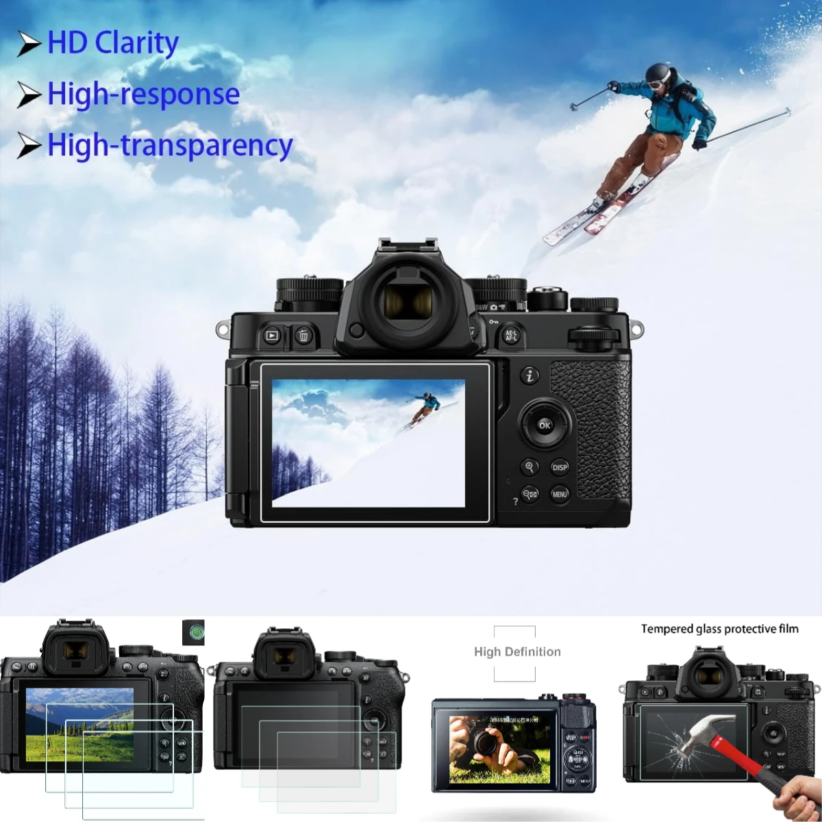 

For Nikon Z50II Z50 II Mark2 MarkII 9H Screen Protector Kit with Cleaning Cloth & Guide Stic
