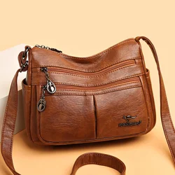 Women Bag Simple Fashion Crossbody Middle-aged  Elderly PU Texture Multi-pocket Shoulder Bag