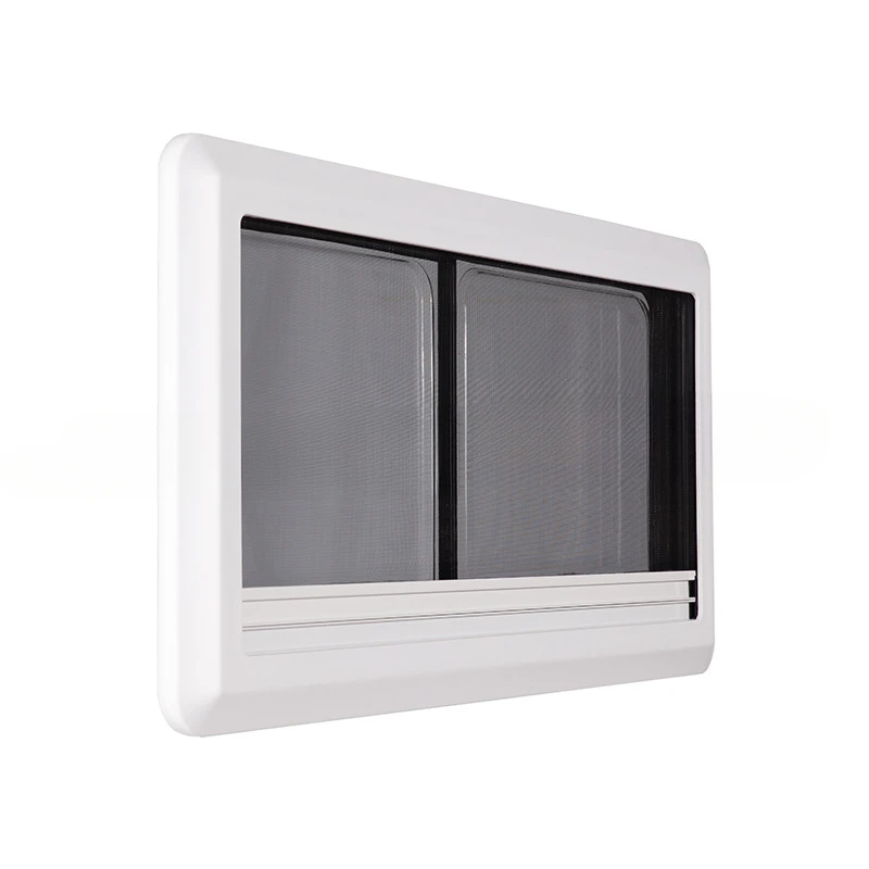 Right-angle single-side sliding window, acrylic glass RV window with screen blackout curtain