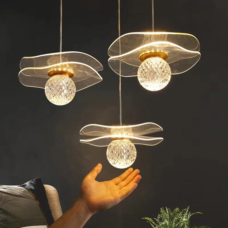 Classic Transparent Industrial Style Acrylic Restaurant Industrial Lampara Chandeliers Pendant Lights