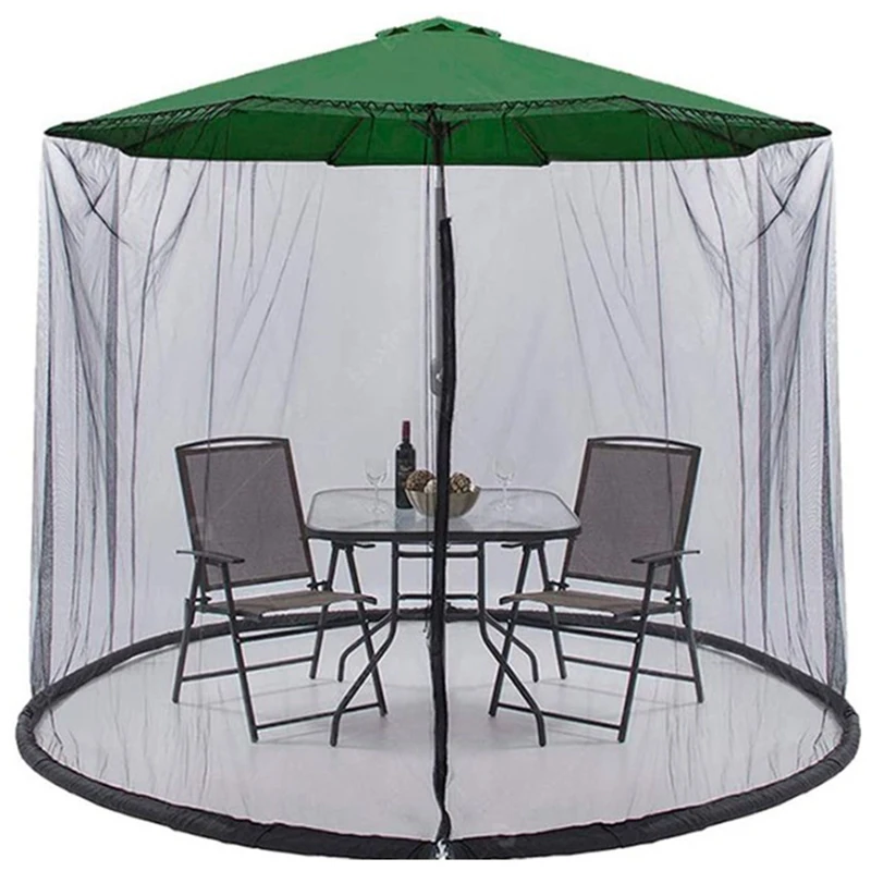 Outdoor Restaurant Patio With Zipper Closure Swing Mosquito Net Net Curtain Mesh Cover Polyester Mesh Parasol