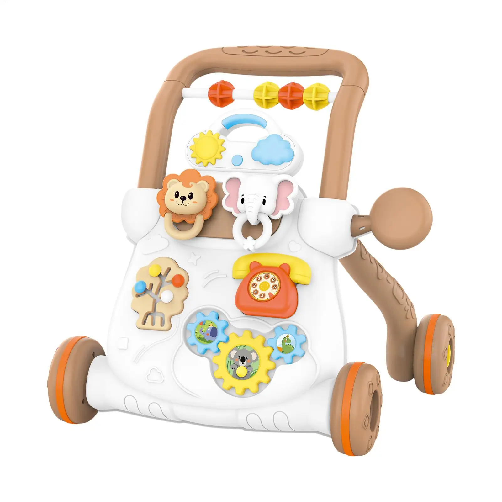 Push Walker Interactive Learning Musical Support with Wheels Push Kids Walker for Training Play Home Living Room Bedroom Indoor