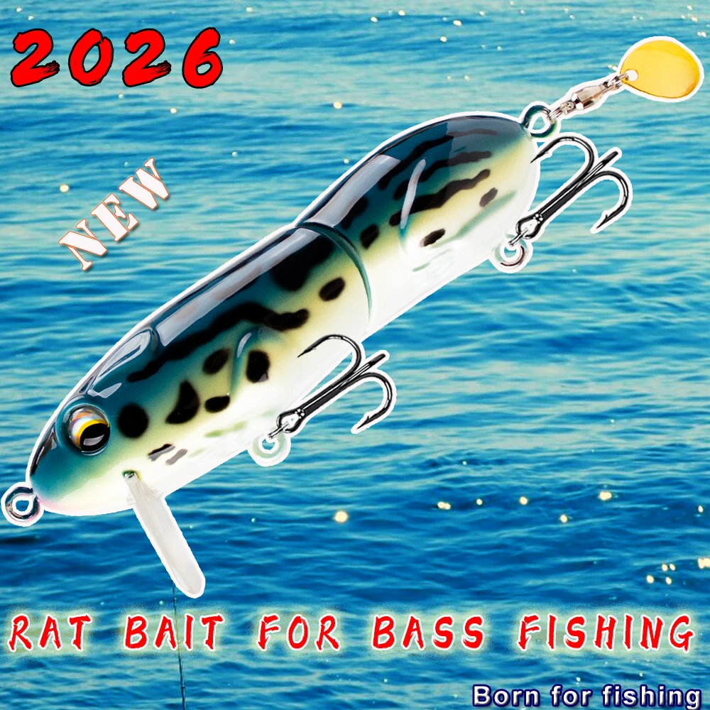

1PC 33g/10cm Mouse-style Lure for Bass Fishing Surface Fishing Surface Lures Hard Lures with Soft Spinning Tails FishingTackle