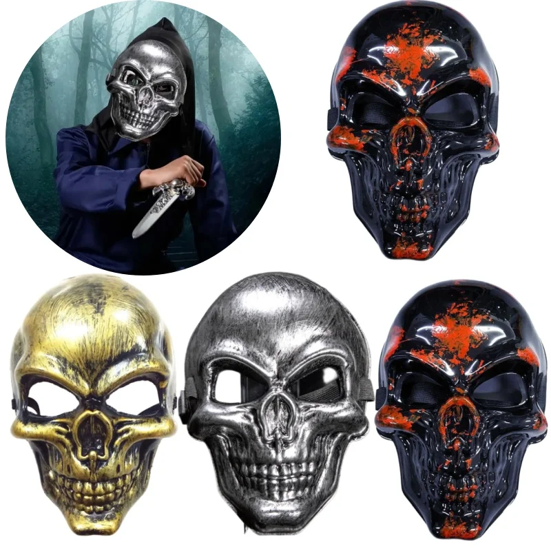 Terrifying Skull Mask Halloween Party Decor Scary Skeleton Face Prop For Ghost Dance Performance Haunted Show And Spooky Decor