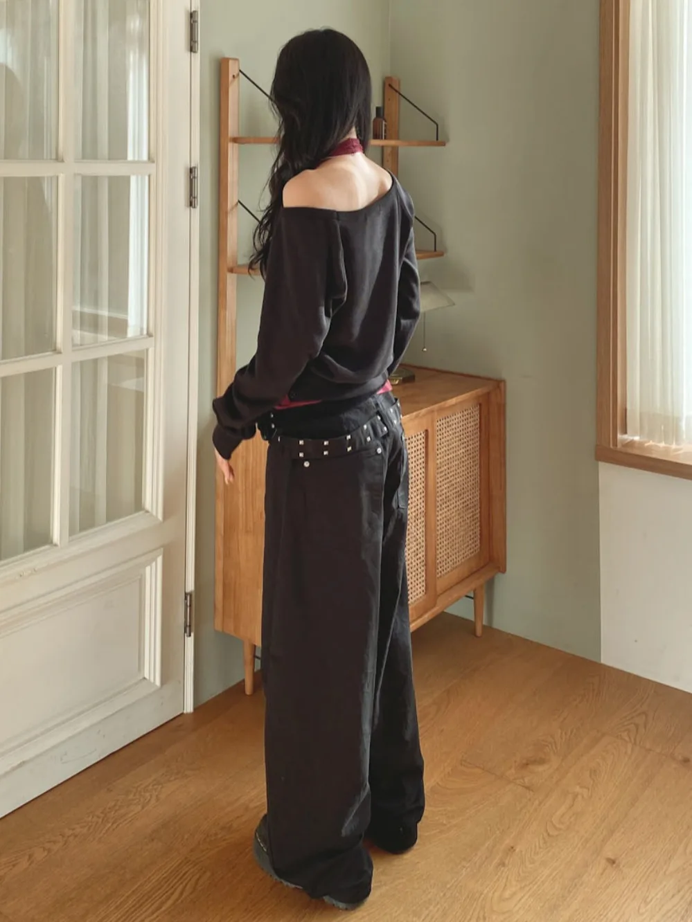 East Gate Herbst Denim Jeans Damen Weites Bein Freizeithose Cool Spicy Ba Dekorative Nieten Abnehmen Trendy Pendeln Sle