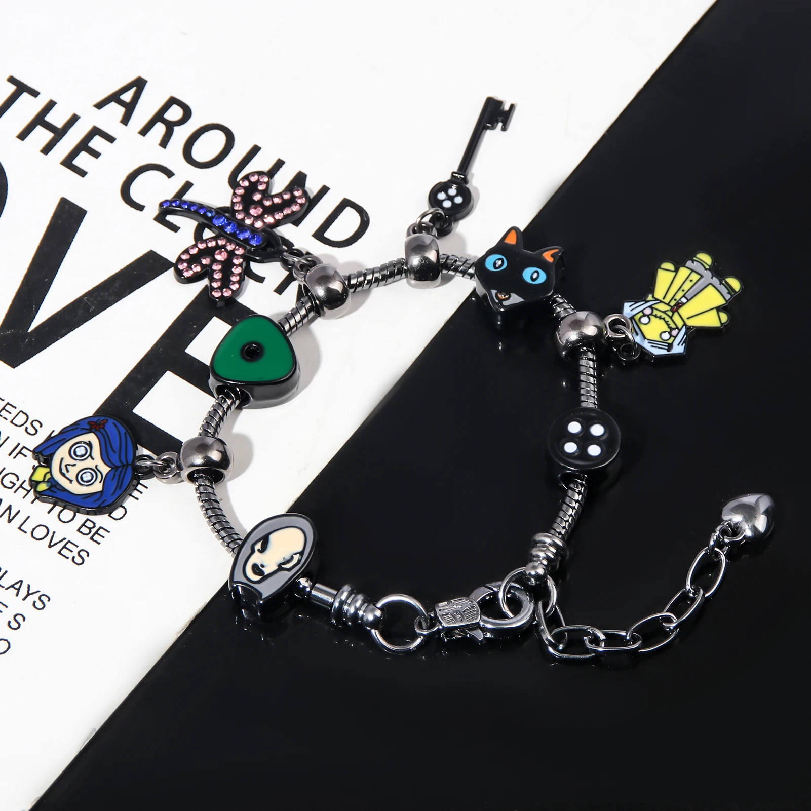 Horror Movie Coraline Bracelet The Secret Door Coraline DIY Charms Beads Bracelet for Women Christmas Gift Accessories