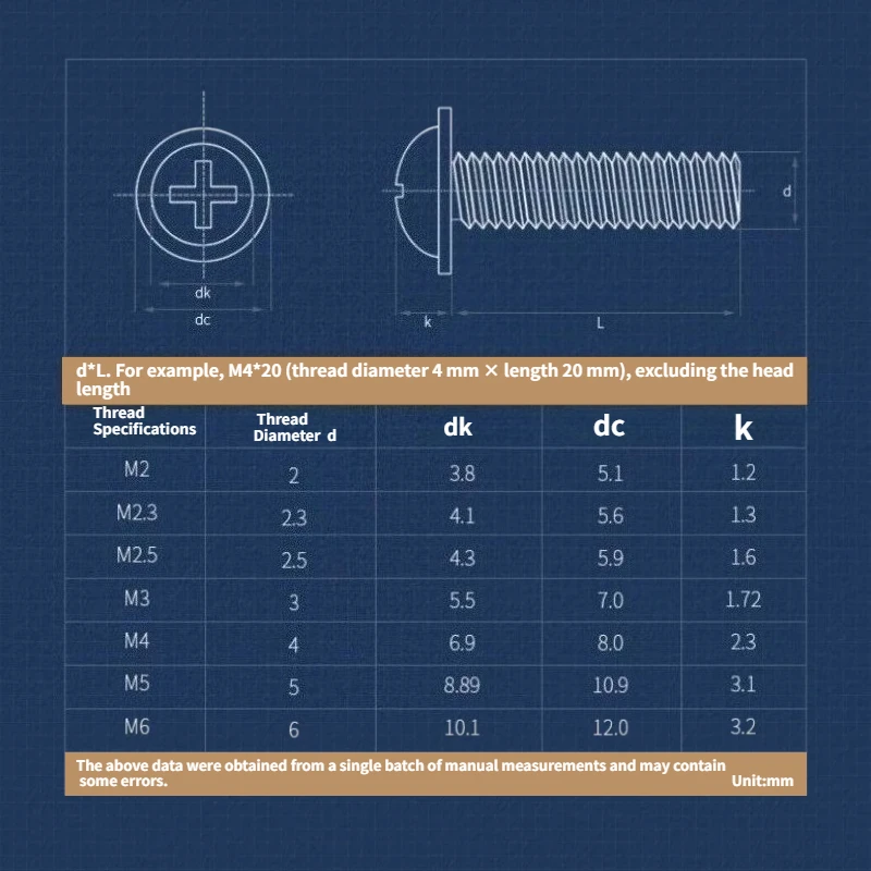M3 M4 M5 M6 316 Stainless Steel Cross Pan Head Washer Screw DIN967 Round Head With Integral Washer Machine Screw