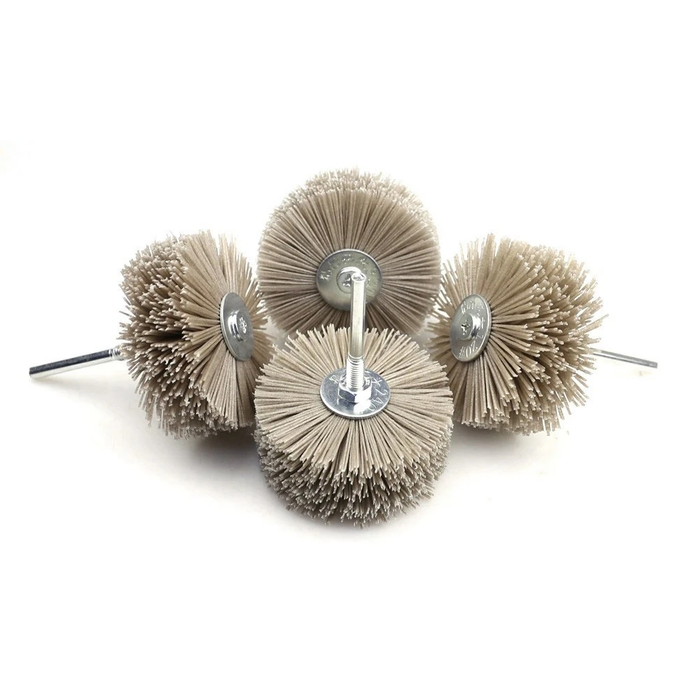 1 piece OD 85mm Drill Radial Polishing Brush Steel Wire & Bristle & Nylon Abrasive Wire Brush Wheel for Wood Furniture Finish