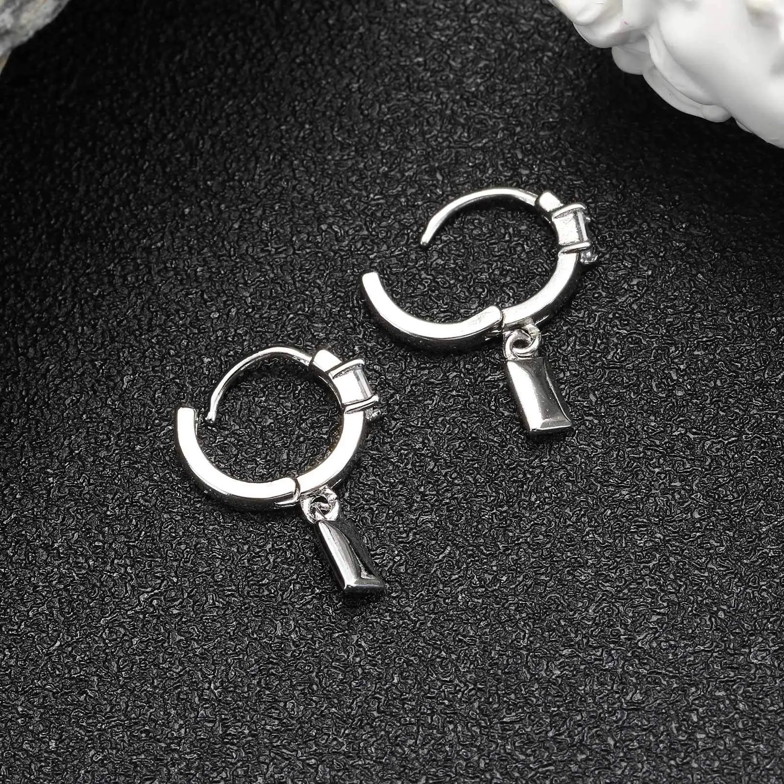 Mens Hoop Earrings,Hiphop Small Square Geometry Ear Drop,Stylish Classic Jewelry Gifts