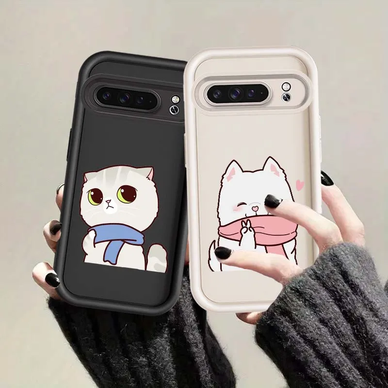 Cute Anime Design Cat Cover For Google Pixel 9 8A 8 7A 7 Soft Eye Ladder Phone Case