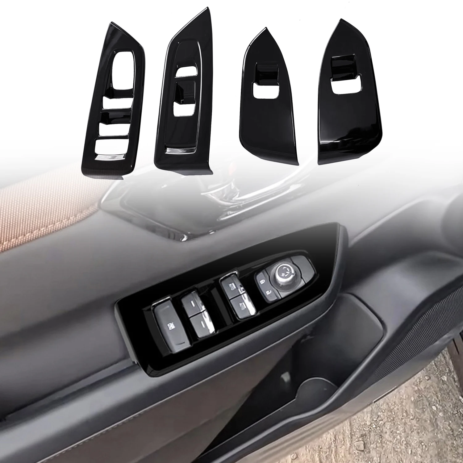 For Subaru Forester 2025 LHD RHD Window Switch Button Cover Frame Overlay Glossy Black ABS Car Interior Accessories 4 PCS