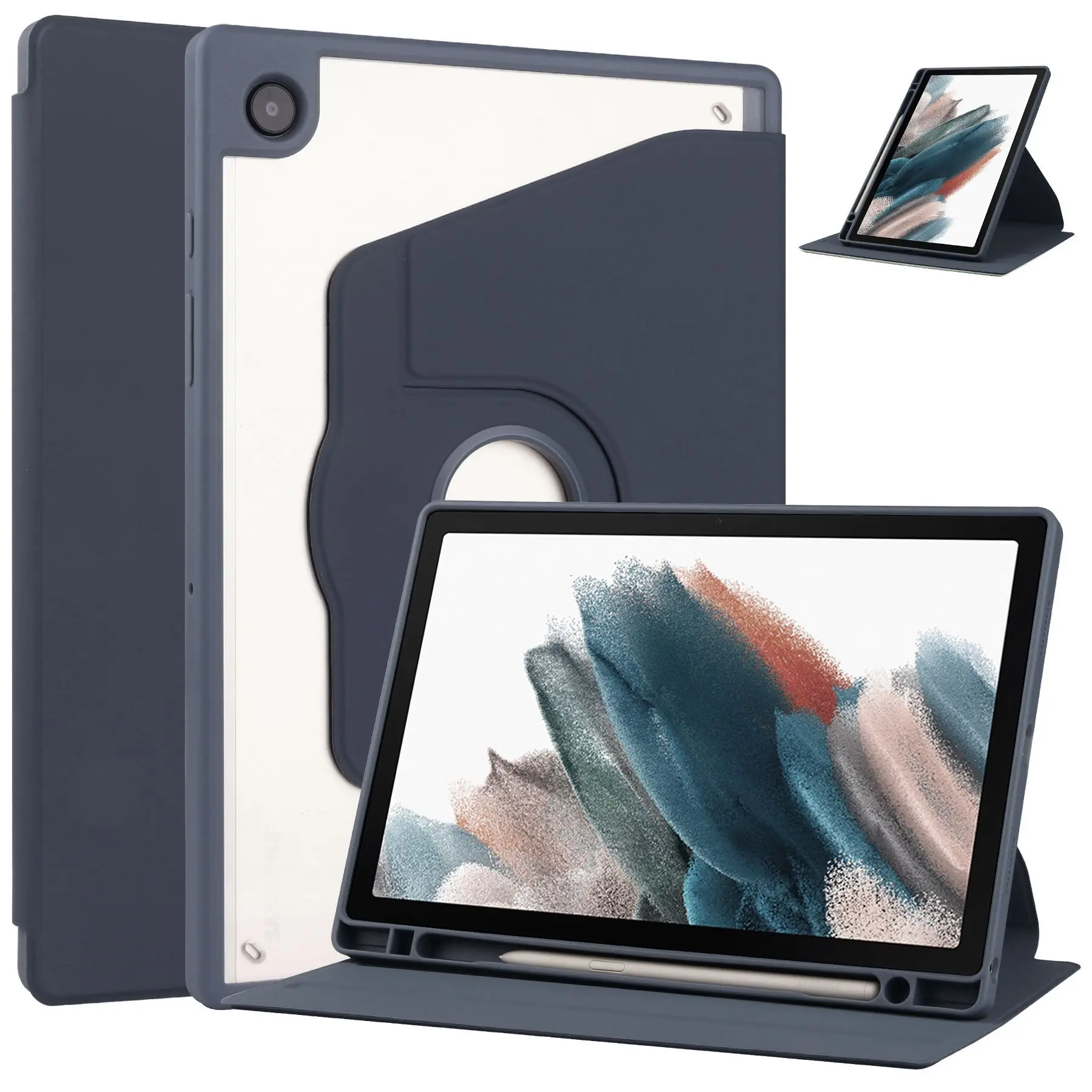 Custodia con rotazione a 360 gradi per Samsung Tab S6 Lite A8 A9 + S7 S8 S9 FE S7 FE S8 S9 Plus S9 FE Plus 12.4 Custodia per tablet con slot per penna