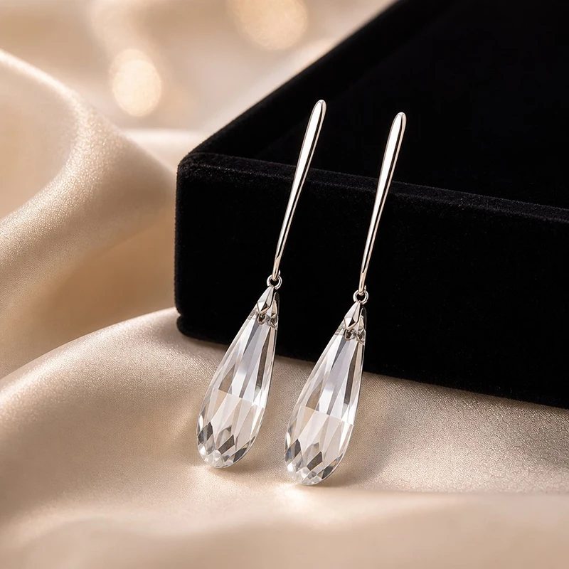 GANPUP Transparente Kristallkugel Tropfenförmige Hängeohrringe für Damen, Modische Ohrstecker, Schmuckzubehör, Geschenk für Partys – Detail 4