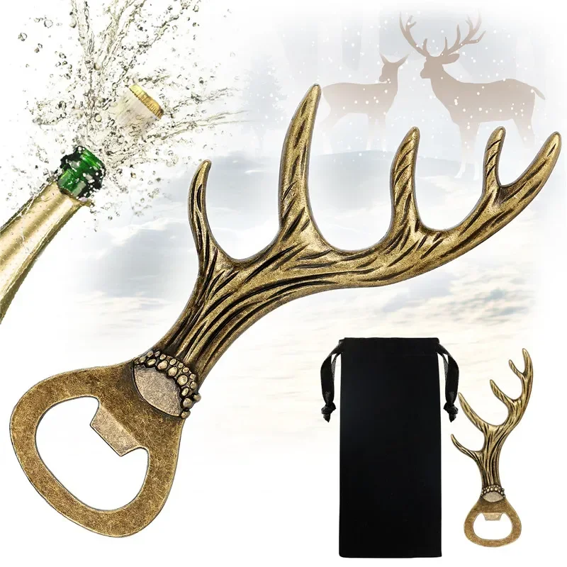 

Vintage Elk Shape Metal Bottle Opener Beer Soda Corkscrew Bar Club Party Kitchen Openers Tool for Wedding Celebration Gift Set
