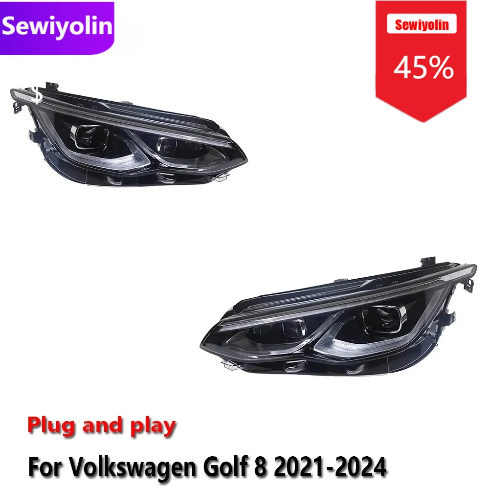 

Car DRL LED Headlight Assemblies For Volkswagen Golf 8 2021-2024 Fog DRL Brake Turn Signal Lamp Plug And Play
