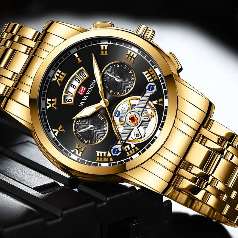 ساعات توربيون فاخرة من الفولاذ المقاوم للصدأ متعددة الوظائف مضيئة مقاومة للماء ساعات فولاذية للرجال